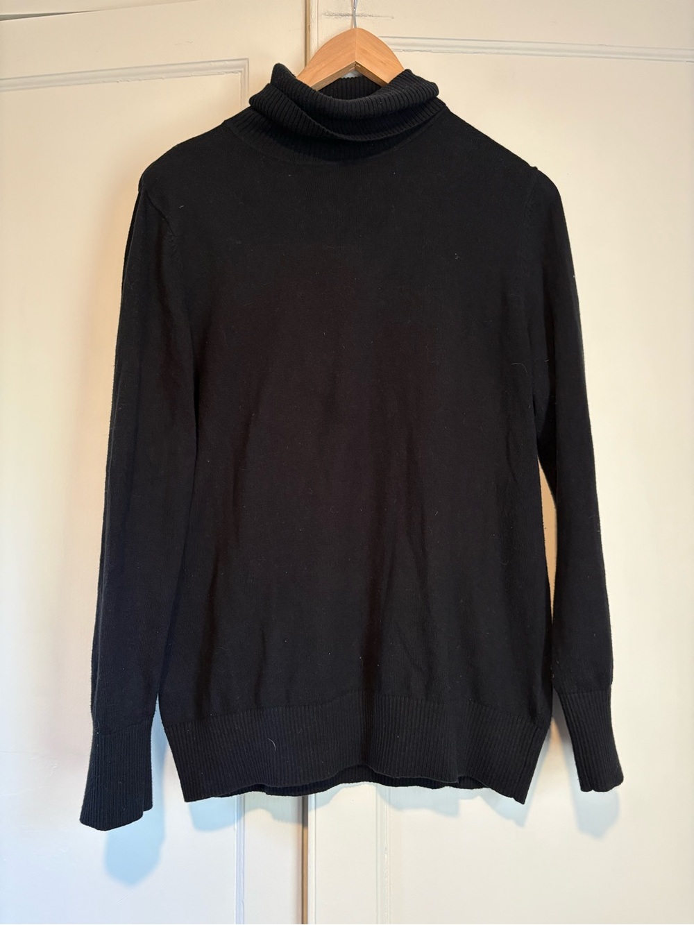 L.L. Bean Women’s Black Cotton & Cashmere Turtleneck Sweater